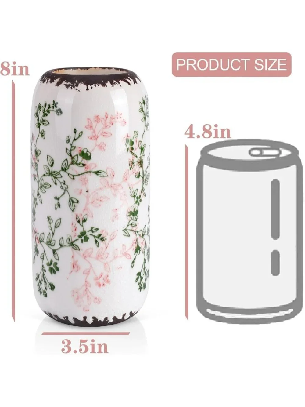 Modern Small Green and Beige Ceramic Vase Flowers Ribbed Textured Home Livings
